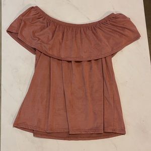 Off the shoulder pink shirt
